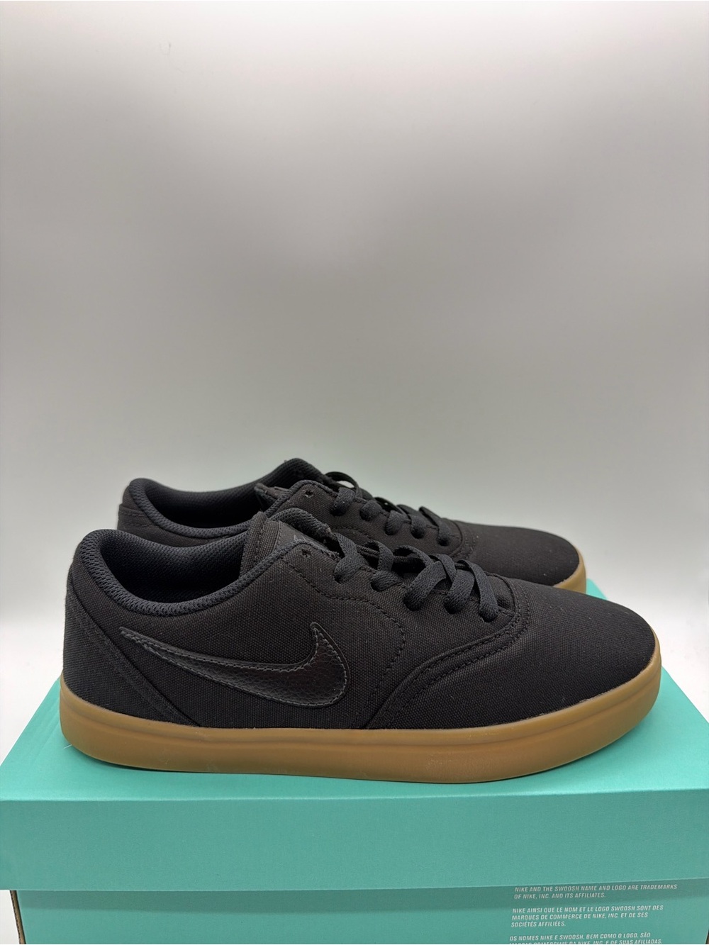 Nike SB Check Canvas GS Black Gum Brown 905373-006 Size 5Y
